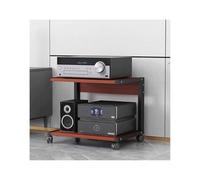 Meuble multimédia AV à 2 Niveaux, Meuble HiFi stéréo, Tour Audio en Bois avec roulettes, étagère Audio-vidéo Moderne, Console de Jeux, étagère de Divertissement (Rouge, 50 x 40 x 40 cm)