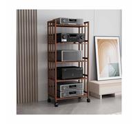 Meuble multimédia AV en bambou - Rack de rangement mobile pour composants audio pour salon, salle de jeux et d'enregistrement - Tour audio élégante (marron, 80 x 38 x 158 cm)