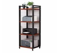 Meuble multimédia AV moderne - 140 cm de haut - Tour audio à 4 niveaux - Pour le salon, les jeux et l'enregistrement - Finition noyer rouge - Meuble TV d'angle H55,1 cm