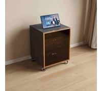 Meuble multimédia AV réglable avec portes en verre trempé - Centre de divertissement d'angle - Gestion des câbles - Support moderne pour bureau et théâtre - Gris - 60 cm