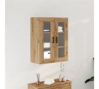 vidaXL Meuble mural chêne artisanal 69,5×34×90cm - Rangement salon, organisateur intérieur en verre