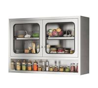 Meuble Mural Cuisine Rangement Acier Inoxydable pour Cuisine, Garage, Disponibles avec Trois Styles de Portes Robustes Et Durables Facile à Installer(Steel Door,70 * 80 * 30cm)