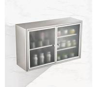 Meuble mural de salle de bain en acier inoxydable 304 avec porte, rangement économe en espace, armoire murale multifonctionnelle suspendue, adaptée à la buanderie et à la cuisine.(60 x 30 x 60 cm)