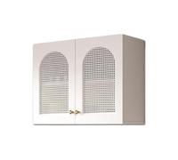 Meuble Mural Moderne à Double Porte pour Salle de Bain et Cuisine, élégant Meuble de Rangement en rotin, Finition Blanche, 80x35x60cm, Parfait pour la décoration de la Salle à Manger et du s