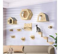 Meuble mural pour chat, étagères montées et perchoirs avec bords arrondis, planches épaisses pour l'escalade et la détente en toute sécurité