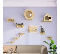 Meuble mural pour chat, étagères montées et perchoirs avec bords arrondis, planches épaisses pour l'escalade et la détente en toute sécurité
