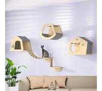 Meuble mural pour chat, étagères montées et perchoirs avec bords arrondis, planches épaisses pour l'escalade et la détente en toute sécurité