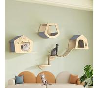 Meuble mural pour chat, marches montées avec planche épaisse pour plus de stabilité, design polyvalent qui s'adapte à tout décor d'intérieur