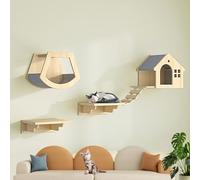 Meuble mural pour chat, marches montées avec planche épaisse pour plus de stabilité, design polyvalent qui s'adapte à tout décor d'intérieur