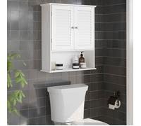 Meuble mural pour salle de bains VASAGLE - Double porte et étagère réglable - Blanc