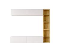 Meuble mural Rebecca Mobili Hilba 143,5x169x26 Panneau de particules Blanc Marron Clair Moderne ENSEMBLE 3 pcs