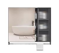 Meuble Mural Salle de Bain avec Miroir Rangement LED Verre Semi-Transparent Armoire Murale Salle de Bain Miroir Chaîne Amortissante Convient pour Les Écoles et Les Hôtels(B,80 * 11 * 73cm)
