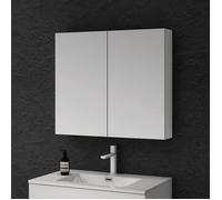 Meuble mural salle de bains avec miroir et rangement réglable - SO GOOD - Blanc mat - 80x15x70 cm