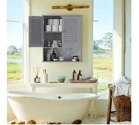 Meuble mural salle de bains - Étagère réglable - Double porte - Gris - 20x60x70 cm