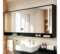 Meuble Murale de Salle de Bain avec Miroir LED, Placard Mural de Toilette, avec Bouton antibuée, avec étagère et Tring, pour Salle de Bain, Lavabo,001,47.2 * 5.1 * 31.5in