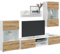 meuble-paroi 5 pièces avec éclairage LED Chêne Artisan Matériau dérivé du bois