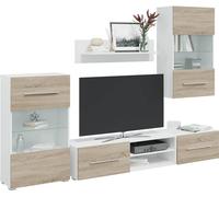 meuble-paroi 5 pièces avec éclairage LED Chêne Sonoma Matériau dérivé du bois