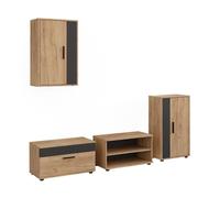Vicco Meuble-paroi Berno, Chêne doré/Anthracite | Lot de 4 pièces, à fixer au mur, pour un rangement polyvalent