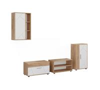 Vicco Meuble-paroi Berno, Chêne doré/Blanc | Lot de 4 pièces, adapté au rangement d'appareils multimédias et d'accessoires