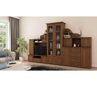 Meuble-paroi classique KONGO avec cabinet en verre et rangement - Couleur cerise Porto