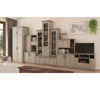 Meuble-paroi Hades avec armoire et meuble TV en chêne clair - largeur 440 cm