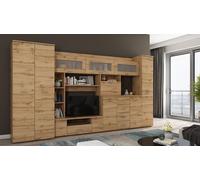 Meuble-paroi KENA en chêne Wotan - 360x200x53 cm, avec armoire et étagères