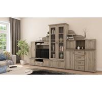 Meuble-paroi KONGO en chêne Sonoma clair - 320x210x44 cm avec vitrine en verre