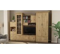 Meuble-paroi multifonctionnel MILO en chêne Artisan - 280x207x53 cm