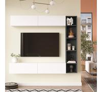 Meuble-paroi Rebecca Mobili Tamael 143,5x169x26 panneau d'aggloméré blanc gris foncé Moderne SET 3 pcs