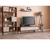 Meuble-paroi Salon Set 3pcs Support TV Luxe Bibliothèque Étagère murale Armoire murale