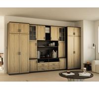 Meuble-paroi Sawa - design classique avec beaucoup d'espace de rangement en Sonoma clair