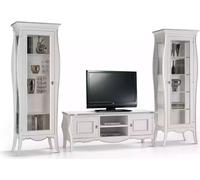 Meuble-paroi Support TV 2x Vitrine Étagère de luxe Salon blanc Meuble-paroi annexe