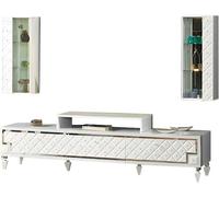 Meuble-paroi tv Stand Sideboard RTV Lowboard Blanc Bois Armoires murales 3pcs
