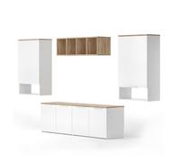 Meuble-paroi Wido, 5 pièces, Blanc/Sonoma, Vicco