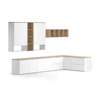 Meuble-paroi Wido, 9 pièces, Blanc/Sonoma, Vicco