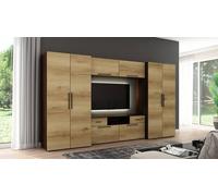 Meuble-paroi Zeus - design moderne en panneau Pfleiderer de 18 mm d'épaisseur, décor chêne Lancelot