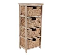 TENDANCE Meuble de Rangement en Bois Naturel avec 4 Paniers tressés H 86 cm