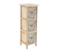 Meuble Paulownia/mdf/peuplier 3 Tiroirs Imprimes Esteban Boutons Bois - Naturel/noir - TENDANCE