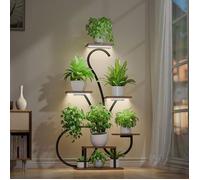 Meuble plante à 6 niveaux-Support pour plantes avec LED Grow light-Présentoir de Fleurs Support-plant stand-120x80.2x30CM-Marron