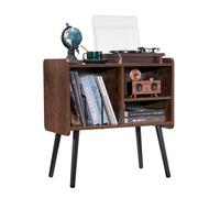 VEVOR Meuble Platine Vinyles à 2 Niveaux, Support de Tourne-disque Capacité jusqu'à 100 Albums, Armoire à Disques Vinyles en Bois, Étagères Amovibles et Hauteur Réglable, pour Salon, Chambre à Coucher