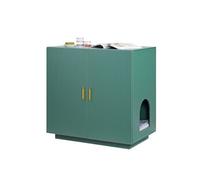 Meuble pour Bac à Litière Chat Armoire en Bois Double Porte 80×50×79cm Vert