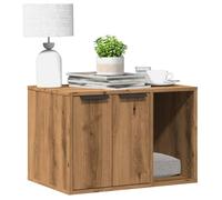 Meuble pour bac à litière chat chêne 60×40×40 cm - cache litière, table d'appoint, portes réversibles