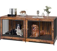 Meuble pour box de chien VEVOR, convient pour 2 chiens, 1901 x 670 x 824 mm, box double pour chiens de grande race, niche en bois, convient pour chiens moyens et grands, brun