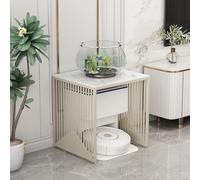 Meuble pour Cacher Aspirateur Robot, Multifonctionnel Meuble de Rangement, Table D'appoint en Métal, Placard Chambre pour Chambre À Coucher, Dortoir, Balcon(Beige,50*50*55cm/20*20*22in)