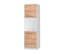 Meuble pour four Fame-Line, 60cm avec étagères ouvertes, Chêne de force doré, Blanc, Vicco