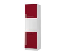 Vicco Meuble pour Four Fame-Line, Rouge Bordeaux Haute Brillance/Blanc, 60 cm avec étagères Ouvertes