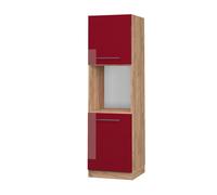 Vicco Meuble pour Four Fame-Line, Rouge Bordeaux Haute Brillance/Chêne de Force doré, 60 cm Ouvert
