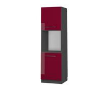 Vicco Meuble pour Four Fame-Line, Rouge Bordeaux Haute Brillance/Anthracite, 60 cm Ouvert