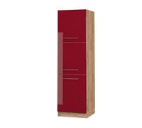 Meuble pour four Fame-Line, 60cm, Rouge bordeaux Haute brillance, Chêne de force doré, Vicco