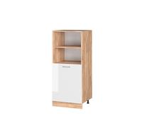 Vicco Meuble pour Four R-Line, Blanc Haute Brillance/Chêne de Force doré, 60 cm